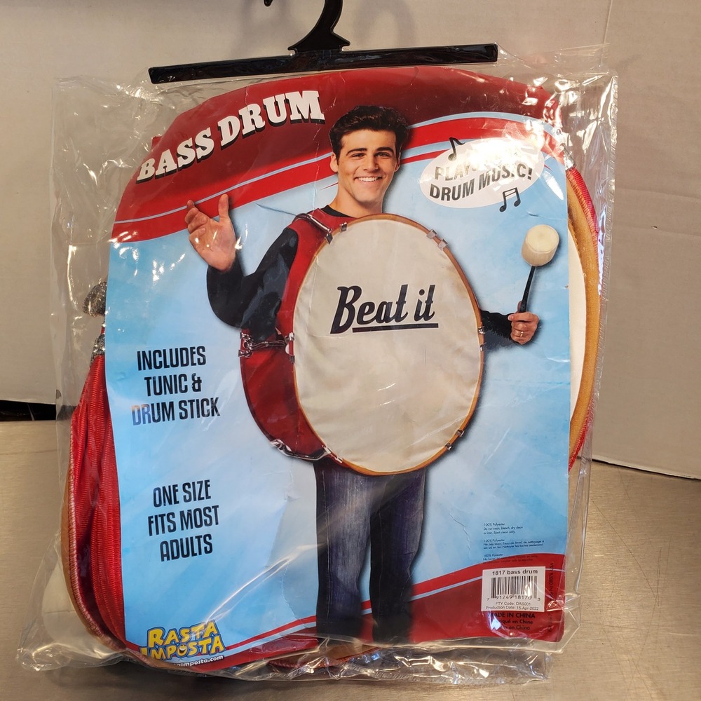 Rasta Imposta Bass Drum Costume Adult One Size Tunic and Drum Stick 1817
